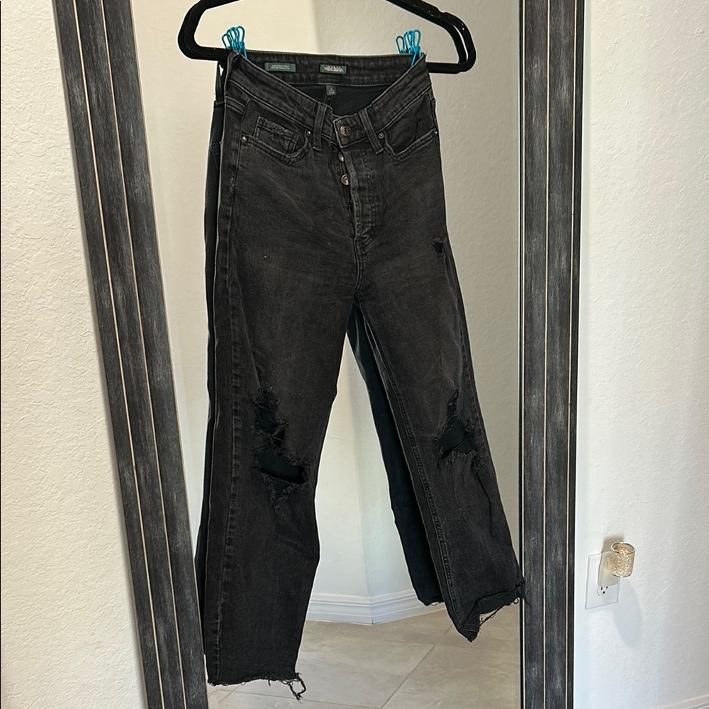 wild fable black destroyed high rise mom jeans